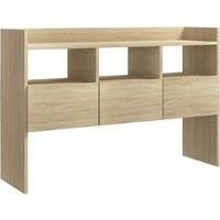 vidaXL Modern Sideboard Cabinet with 3 Open Compartments and Drawers, Sonoma Oak Finish, Engineered Wood, for Living Room Storage and Display, 105x30x70 cm