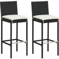 Garden Bar Stools with Cushions Poly Rattan Outdoor Lounge Seat Stool vidaXL