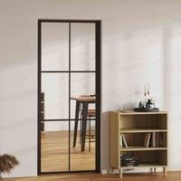 vidaXL Interior Door in Black with ESG Tempered Glass and Aluminium Frame | Modern Design with Durable Structure | Easy to Install in Existing Wooden Frames | Suitable for 35-50mm Frame