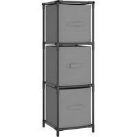 vidaXL Modern Storage Cabinet with 3 Fabric Drawers - Versatile and Lightweight Home Organiser in Grey - Ideal for Living Room or Bedroom