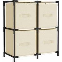 vidaXL Versatile Steel Storage Cabinet with 4 Fabric Baskets, Cream - Modern Lightweight Organizational Unit for Home or Office Use