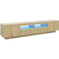 vidaXL Modern TV Cabinet with LED Lights, Sonoma Oak Finish, Engineered Wood, Easy-to-Clean, Ample Storage Space - Living Room Essential/'