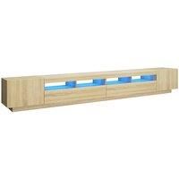 vidaXL TV Cabinet with LED Lights Sonoma Oak 300x35x40 cm HOT