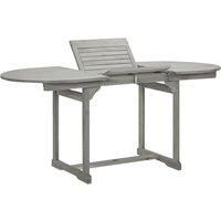 vidaXL Solid Acacia Wood Garden Dining Table Extendable Grey - Outdoor Patio Furniture with Umbrella Hole