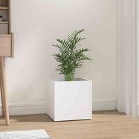 vidaXL White Planter Box, 40x40x40 cm, Engineered Wood, Square Indoor Plant Pot, Space-efficient with Assembly Manual Included, Perfect for Living Room, Bedroom, and Office Space