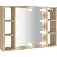 vidaXL Mirror Cabinet with LED Sonoma Oak 76x15x55 cm