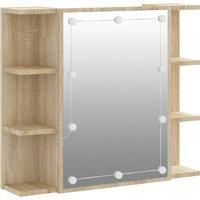 vidaXL Mirror Cabinet with LED Sonoma Oak 70x16.5x60 cm