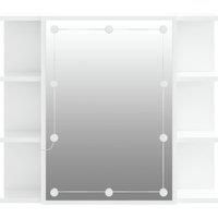 vidaXL Mirror Cabinet with LED High Gloss White 70x16.5x60 cm