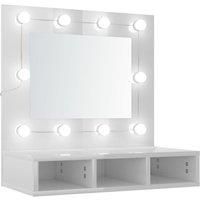 vidaXL High Gloss White Mirror Cabinet with LED | Durable Engineered Wood | Adjustable Lighting | Versatile Installation | Spacious Storage