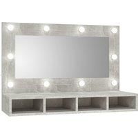 vidaXL LED Mirror Cabinet - Wall Mounted or Freestanding - Durable Engineered Wood - Concrete Grey – Ample Storage with 4 Open Shelves
