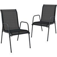 vidaXL Garden Chairs 2pcs - Comfortable Outdoor Seating, Sturdy Steel Frame, Weather-resistant Textilene Fabric, Lightweight Design, Black Anthracite Colour