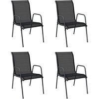 vidaXL Garden Chairs 4 pcs Steel and Textilene Black