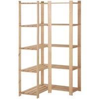 vidaXL 5-Tier Storage Corner Rack, Solid Pinewood, Natural Brown, versatile for Household and Commercial, Easy Assembly, 82.5x82.5x170 cm