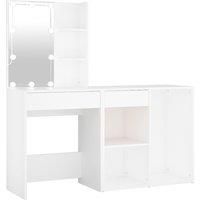 LED Dressing Table with Cabinet White Engineered Wood Makeup vidaXL