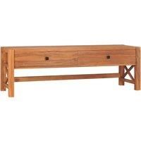 vidaXL Rustic Solid Teak Wood TV Cabinet with Drawers - Stylish Farmhouse Brown Wooden Media Unit for Living Room or Bedroom