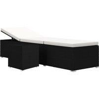 Sun Lounger with Cushion and Tea Table Sunbed Poly Rattan Multi Colours vidaXL