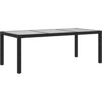 vidaXL Garden Table Black 190x90x75 cm Tempered Glass and Poly Rattan, Black