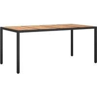 vidaXL Garden Table 190x90x75 cm Poly Rattan and Acacia Wood Black