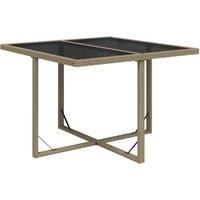 Garden Table Poly Rattan&Glass Patio Furniture Bistro Table Grey/Black vidaXL