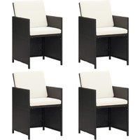 4x Garden Dining Chairs with Cushions Poly Rattan Outdoor Dinner Chair vidaXL