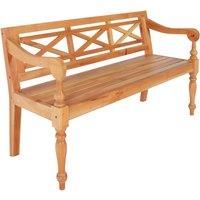 vidaXL Batavia Indoor Bench in Solid Mahogany Wood - Elegant & Timeless Design with Curved Armrests - Light Brown Finish - 3 Seater