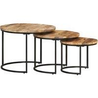 Vidaxl Nesting Tables 3 Pcs Rough Mango Wood