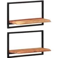 vidaXL Wall Shelves 2 pcs 60x25x35 cm Solid Wood Acacia and Steel