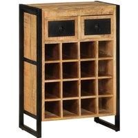 vidaXL 16-Bottle Wine Rack - Handmade, Solid Mango Wood and Iron Construction, 2-Drawer Storage, Natural Wood Finish, Perfectly Sized for Optimizing Space
