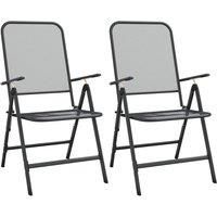 2/4x Folding Garden Chairs Expanded Metal Mesh Anthracite Patio Seat vidaXL