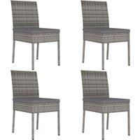 2/4x Garden Dining Chairs Poly Rattan Outdoor Dinner Chair Black/Grey vidaXL