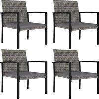 2/4x Garden Dining Chairs Poly Rattan Patio Armchair Seating Grey/Black vidaXL