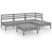 5 Piece Garden Lounge Set Solid Pinewood Grey vidaXL