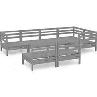 7 Piece Garden Lounge Set Solid Pinewood Black vidaXL