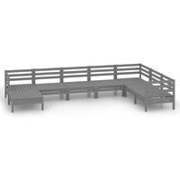 Garden Lounge Set Outdoor Sofa Couch 8 Piece Solid Wood Pine Grey vidaXL
