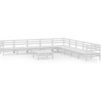 10 Piece Garden Lounge Set Solid Wood Pine White vidaXL