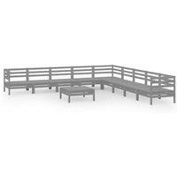 10 Piece Garden Lounge Set Solid Wood Pine White vidaXL