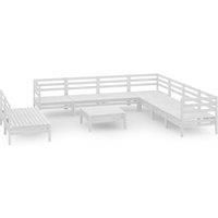 10 Piece Garden Lounge Set Solid Wood Pine White vidaXL