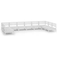 vidaXL 10 Piece Garden Lounge Set White Solid Wood Pine