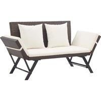 vidaXL Garden Bench with Cushions Brown 176 cm Poly Rattan