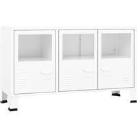 vidaXL Industrial Sideboard with Compartments - Durable Metal and Glass Construction, White - Ideal for Living Room and Dining Room Storage