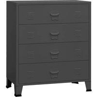 vidaXL Industrial Style Drawer Cabinet – Durable Metal Construction, 4 spacious Drawers, Anthracite, Air Vents, 78x40x93cm, Ideal for Living Room/Bedroom/Office