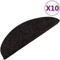 vidaXL Stair Mats Self-adhesive, Decorative Needle Felt Fabric (95% PES, 5% PP), Anthracite, 15 pcs- 56x17x3 cm, Quick Install, Slip-Resistant, Noise-Reduction