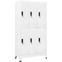 vidaXL Locker Cabinet - White Steel Storage Solution with 6 Compartments, Ideal for Schools and Offices, 90x45x180 cm