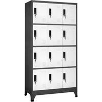 vidaXL Locker Cabinet in Anthracite and White - Steel Construction - 90x45x180 cm Dimensions - Modern Design - Secure Storage with 12 Lockable Doors - Equipped with Air Vents and Name Tag Holders