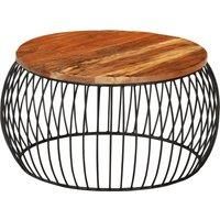 vidaXL Vintage-Style Coffee Table, Handcrafted with Solid Reclaimed Wood – Durable Iron Frame, Round Shape, Brown - A Unique Addition to Your Living Room
