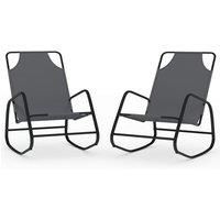 Rocking Sun Loungers Garden Sun Bed Outdoor Day Bed Steel and Textilene vidaXL