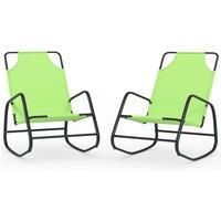 vidaXL Rocking Sun Loungers 2 pcs Green Steel and Textilene