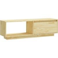 vidaXL Solid Pinewood TV Cabinet - Modern Style Wooden Television Stand with Storage Shelf - for Living Room, Lounge, Indoor - Brown/'
