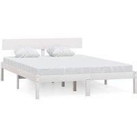vidaXL Double Bed Frame - Modern Design, Solid Pinewood Construction, Comfortable Resting, Sized for 120x190 cm Mattress, White Colour