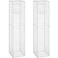 Vidaxl Gabion Basket Posts 2 Pcs 40X40X180 cm Iron